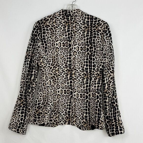 Zara Basics Jacket Size M Leopard Print Stretch Fitted Jersey Viscose - Picture 2 of 16